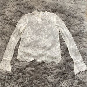 White lace long sleeve blouse